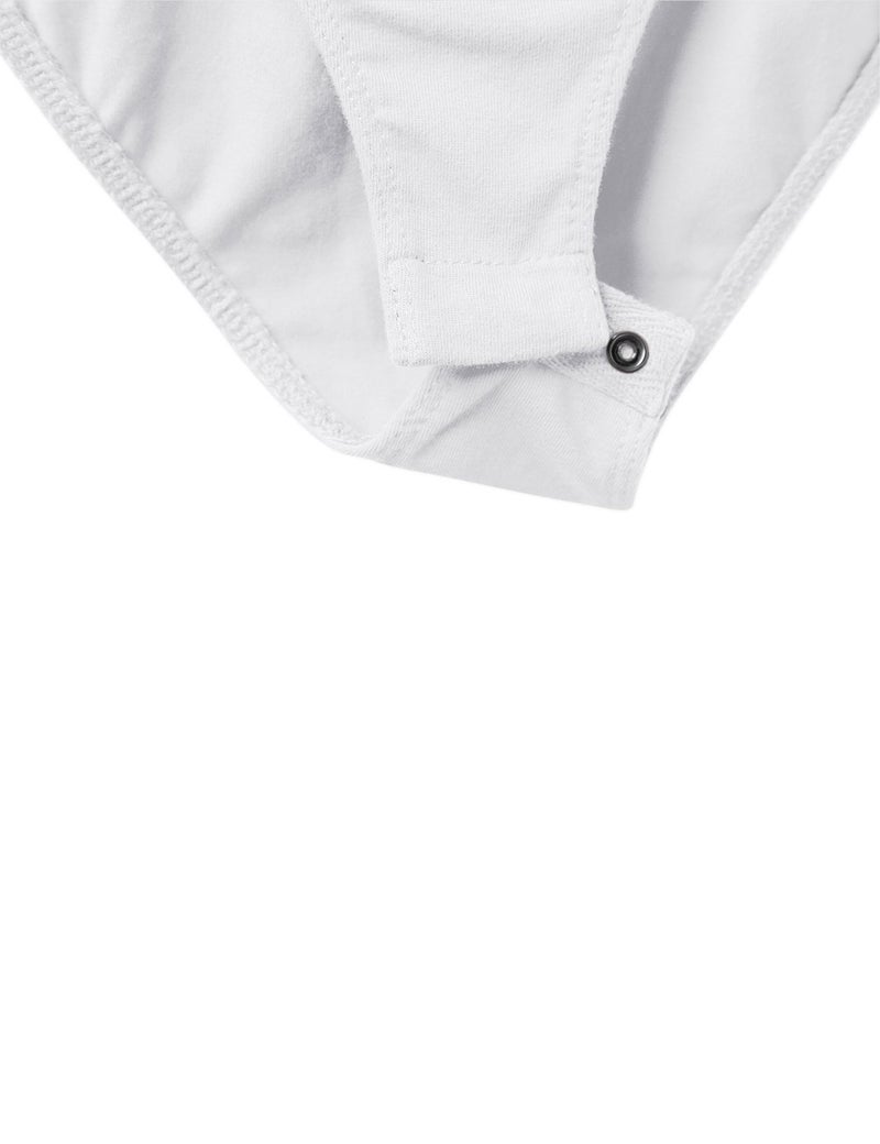 HATOPANTS Racerback Tank Top Bodysuits Sleeveless Sexy V-Neck Cotton Jumpsuits White L - Image 5
